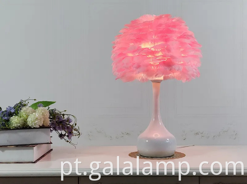 Lâmpada de mesa de penas, nórdico ins, decoração quente, bricolage